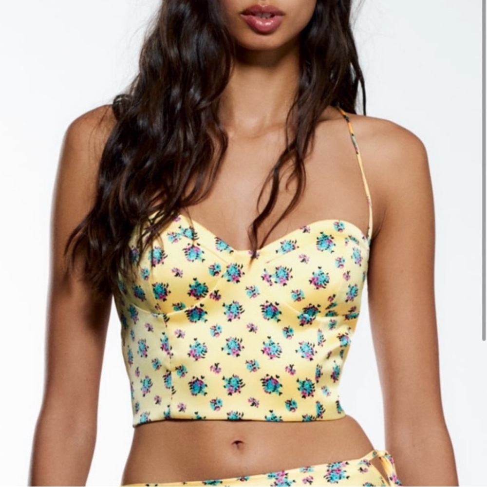 Zara Yellow Floral Crop Top